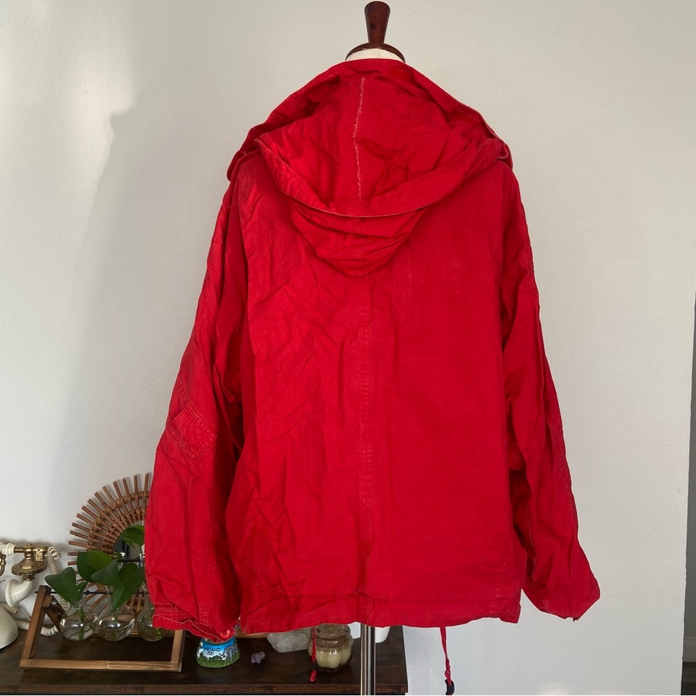 VINTAGE RAF ROUGHWEAR Red Plaid Lined Oversized Zip Up Hooded Jacket - Picture 10 of 12